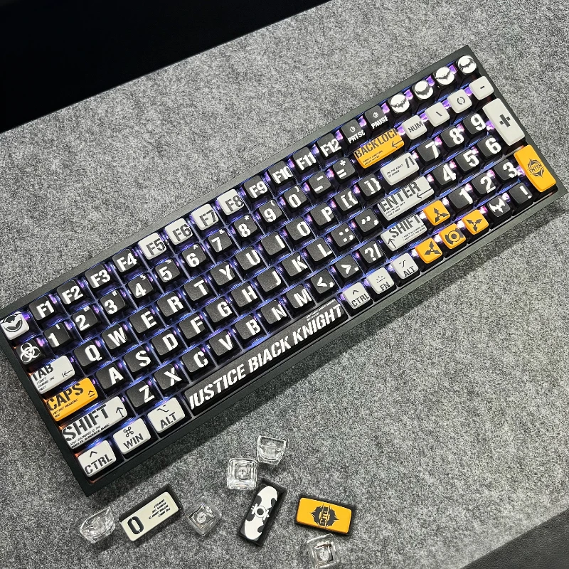 Black and White Knight Themed Keycap Set PBT Thermal Sublimation Translucent Mechanical Keyboard Keycap Accessories ASA Rainy75