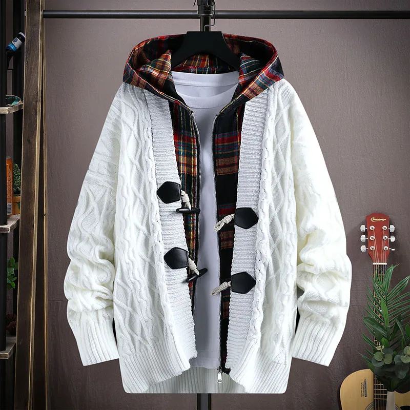 

Осенняя новинка: модный повседневный вязаный кардиган для мужчин, свободный крой, длинный рукав, с капюшоном, молодежный, теплый, удобный, дышащий