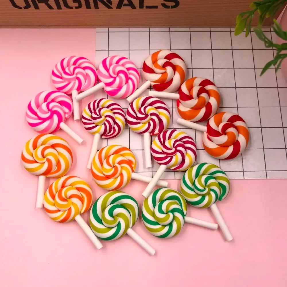 10 قطعة جديد قادم حار Kawaii مصغرة الطين قوس قزح مصاصة ، لتزيين الهاتف ، صناعة الحرف اليدوية ، سكرابوكينغ DIY بها بنفسك #4