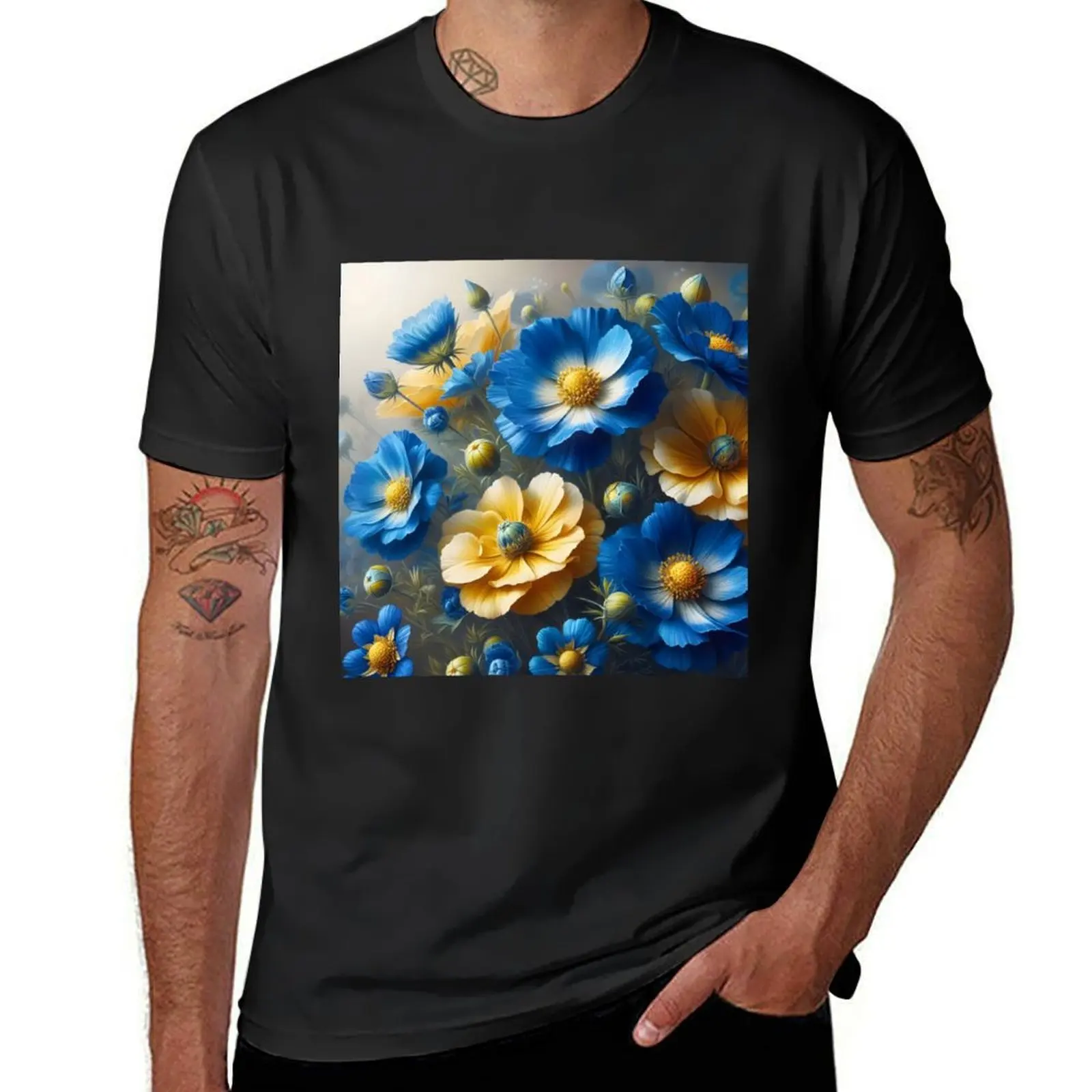 Flowers vibrant colors 8k T-Shirt plus size tops graphics men clothing