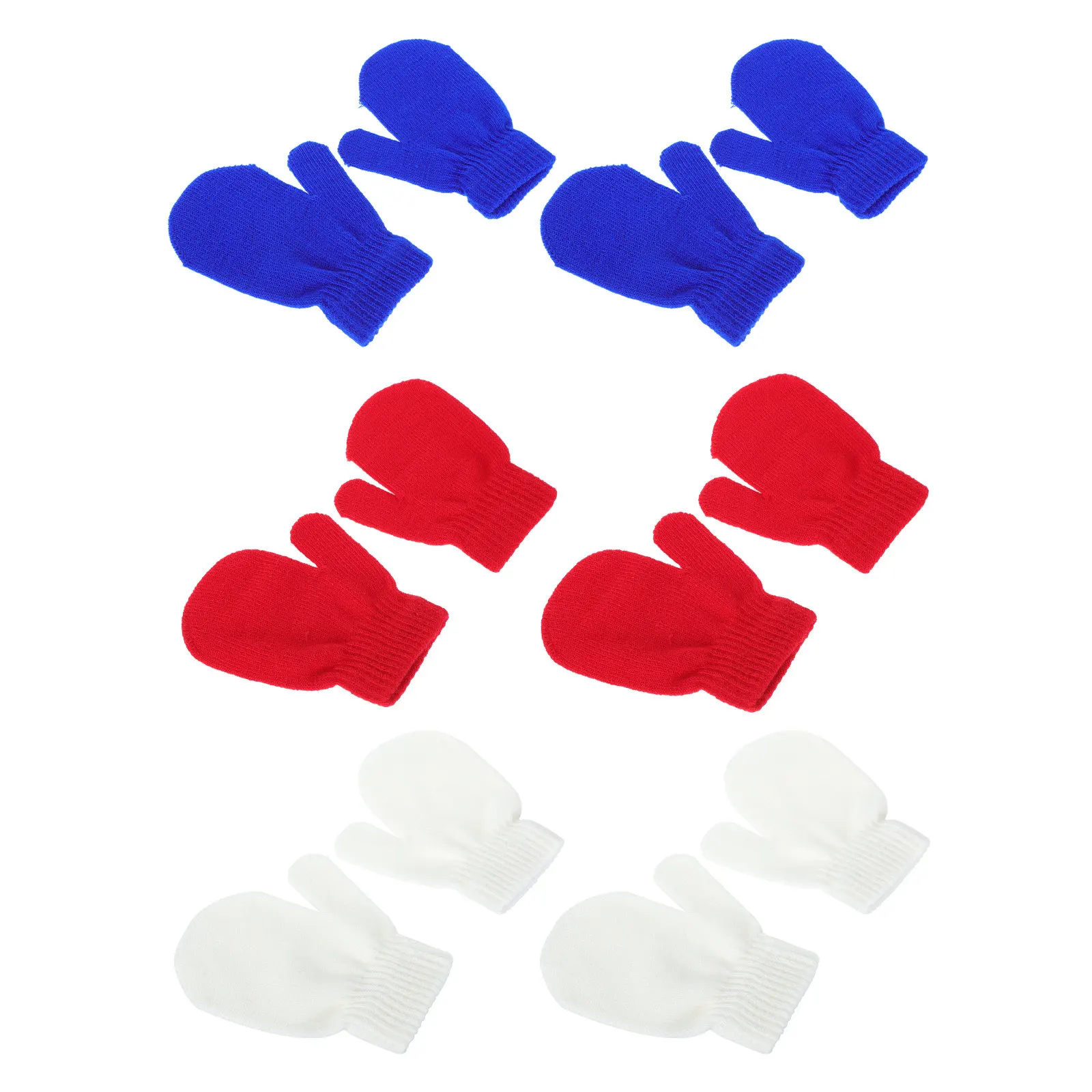 

6 пар детских зимних вязаных варежек с полными пальцами, теплые перчатки, удобные легкие зимние варежки для улицы для мальчиков и девочек