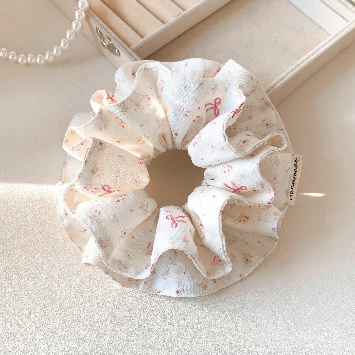 

Very beautiful floral double-layered large intestine hair tie for women, high-end hair rope, elegantretro headwear, lazy style