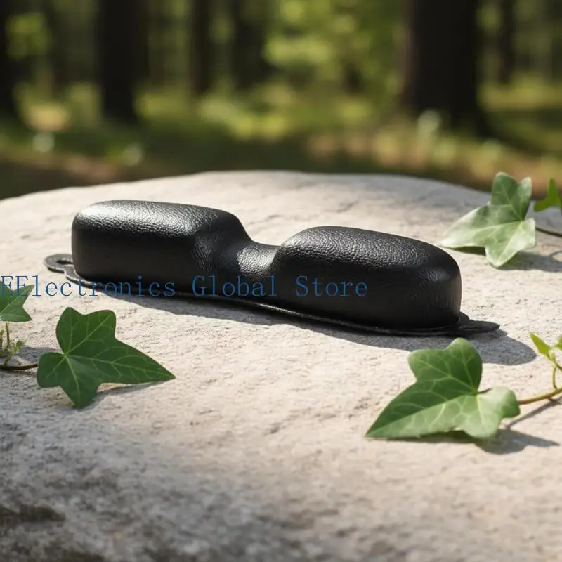 462B Headphone Headband Padding Replacement with Black Protein Leather Exterior, Raised Cushion Sections and Openings at Both