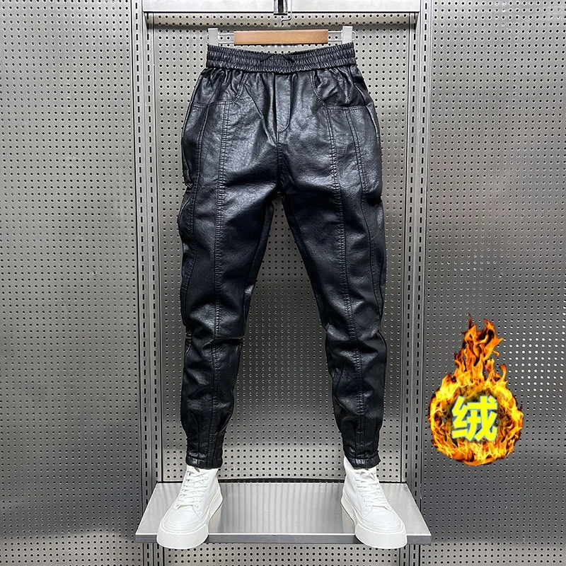

Men's Fce Lined Thiened Motorcycle Riding Casual Pants Autumn Winter Large Size Waterproof Windproof Biker Trousers
