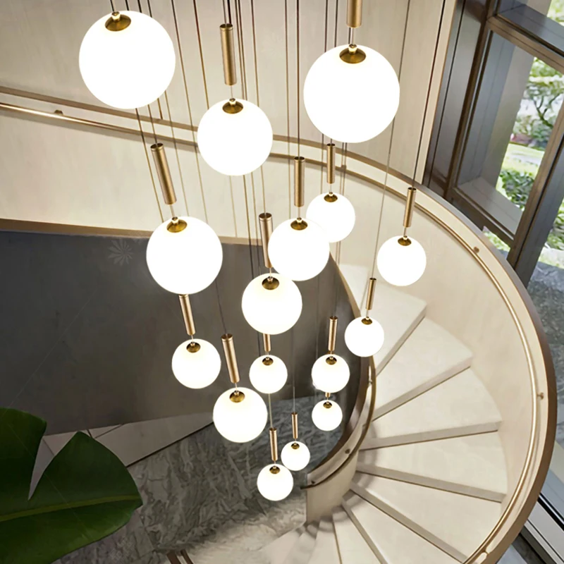 Moderne Treppenhaus-Kronleuchter Pendelleuchten Innenbeleuchtung Deckenlampe Hängeleuchte LED-Kronleuchter für Wohnzimmer Innenbeleuchtung
