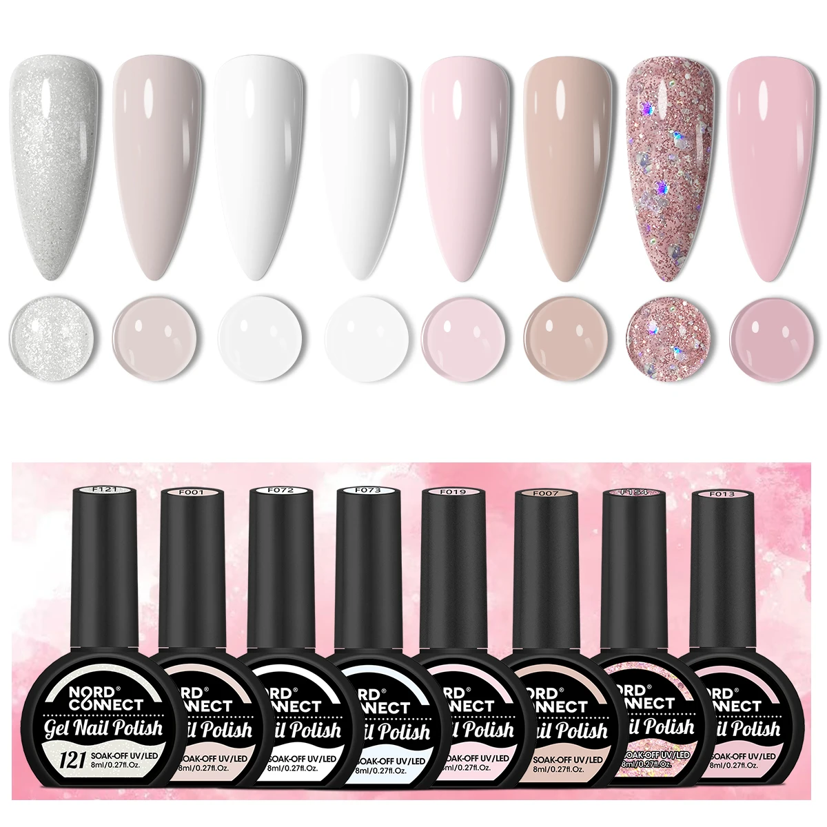 8-pack nail polish - fast drying, long-lasting gloss, low sensitivity formula, formaldehyde/alcohol free, modern nail art