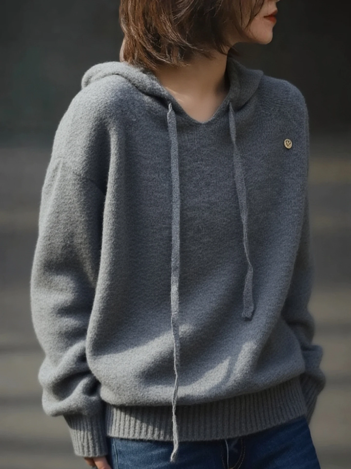 Suéter Camere con capucha Ele Long Sve de punto de gran tamaño irt Versátil Casual Sle Commute Faion Versión coreana Win...