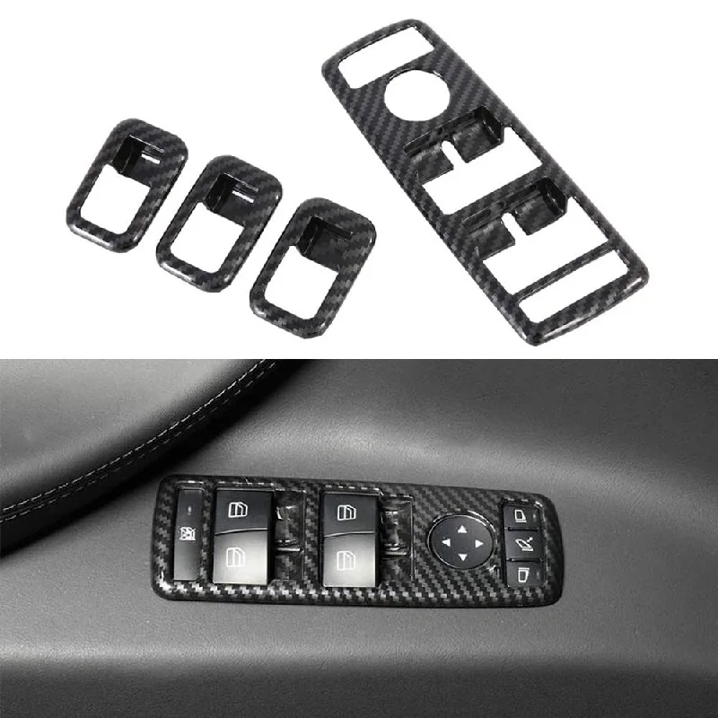 

4Pcs Carbon Fiber Pattern Window Lift Switch Cover Trim For Tesla Model X S 2015 2016 2017 2018 2019 2020 2021 Car Products