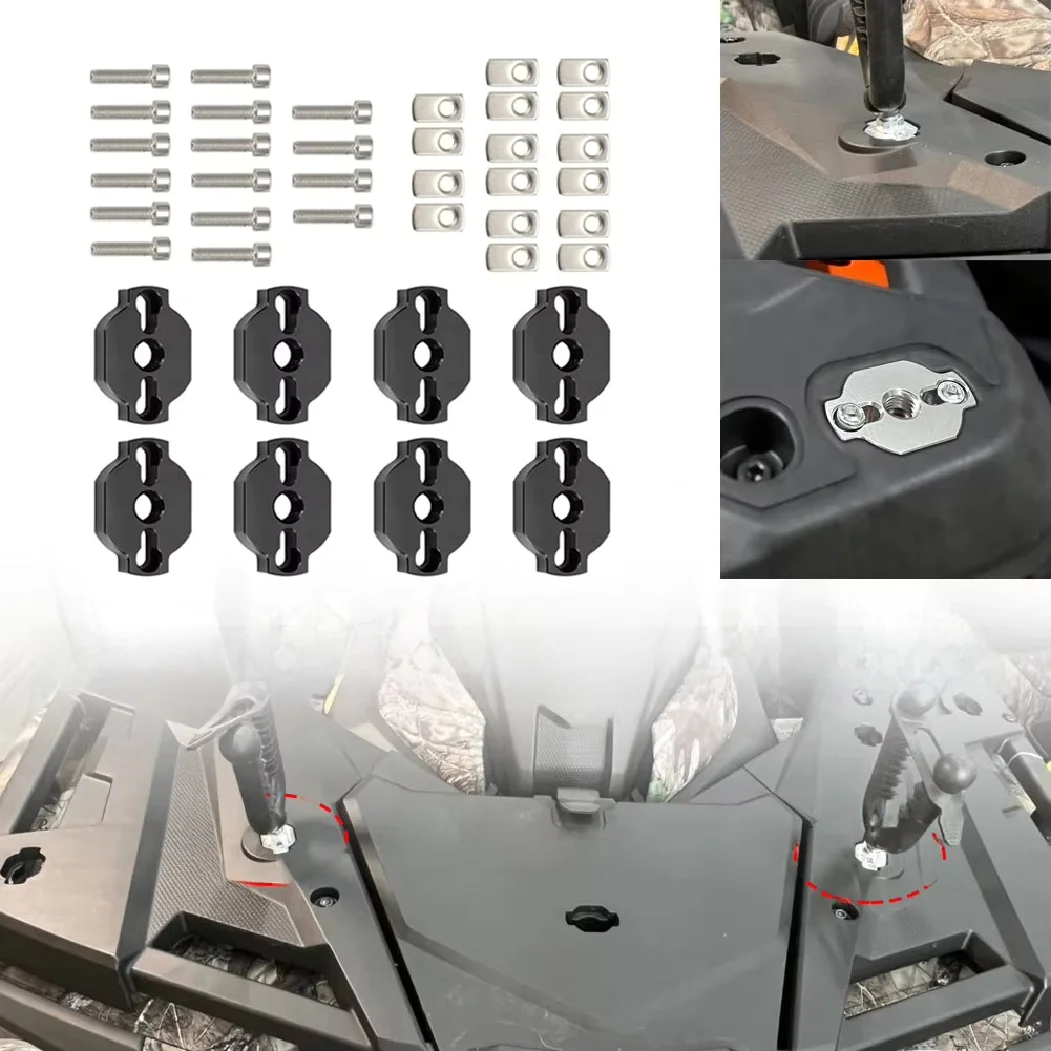 Upgrade 1/4/8 Set Quick Attach Anchor Accessory Kit For CFMoto CF Moto ATV & UTV Black Aluminum Alloy