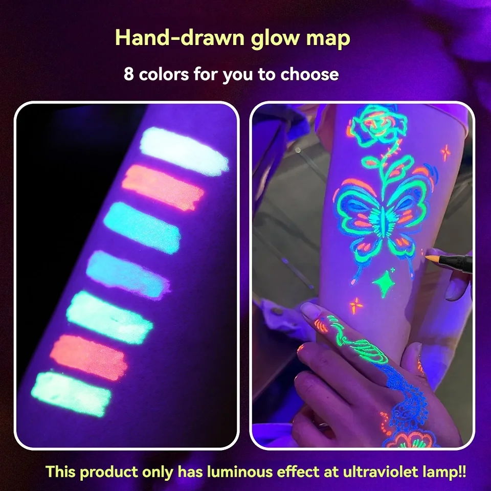 UV-reflektierender Ködermarker, 8 Farben, fluoreszierender Farbstift, DIY, individuelle weiche und harte Köder, Angelhaken, Pailletten, Kleidung, Graffiti-Stift – Detail 3
