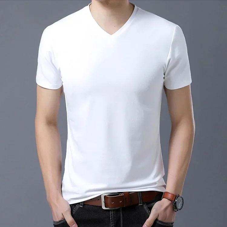 MRMT 2024 Brand New Pure Color Short-Sleeved Men's t-Shirt V-Neck Cotton Summer Men Plus Size Shirt Tops Man T Shirt