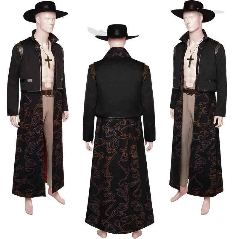 Dracule Mihawk-abrigo de fantasía para hombre y adulto, sombrero de acción en vivo, TV, disfraz de una pieza, bata de fantasía, tocado yj4k