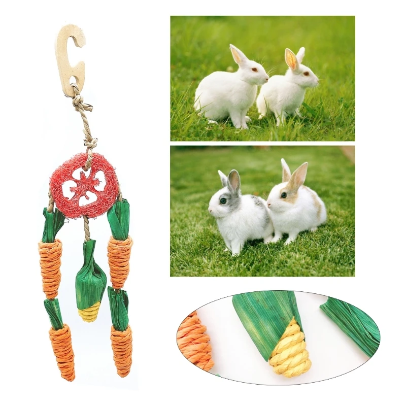 Loofah Straw Rabbit Teeth Care Improves Dental Health Release Stress Chewing Chew Toy Teeth Grinding