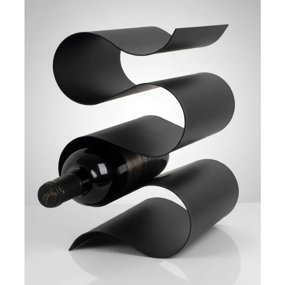 

Modern S-Shaped Wine Rack, Freestanding Tabletop Holder for Kitchen Bar Cabinet Decor, Holds 5 Bottles