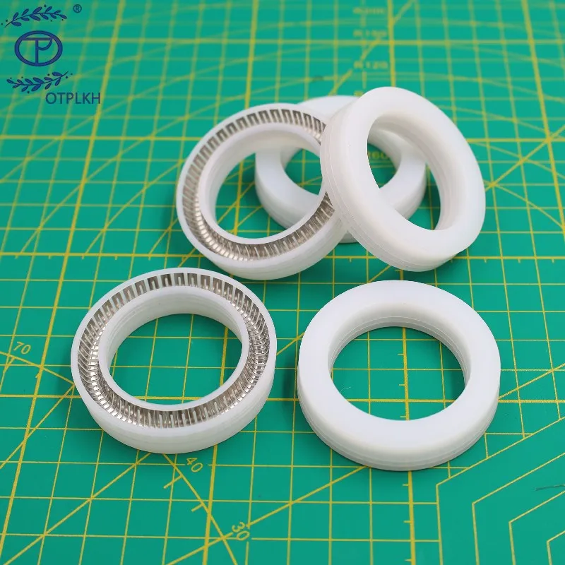 Spring seal ring for shaft Three-lip white ultra-high molecular weight polyethylene with V spring UPE seal OTPLKH customized