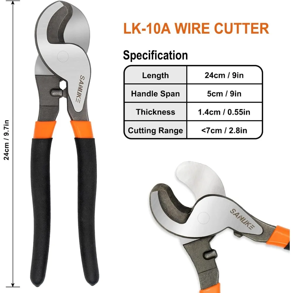 مجموعة أدوات تجعيد كابل البطارية الاحترافية لسلك AWG 8-1/0، تتضمن أطراف حلقية وأنابيب الانكماش الحراري #4
