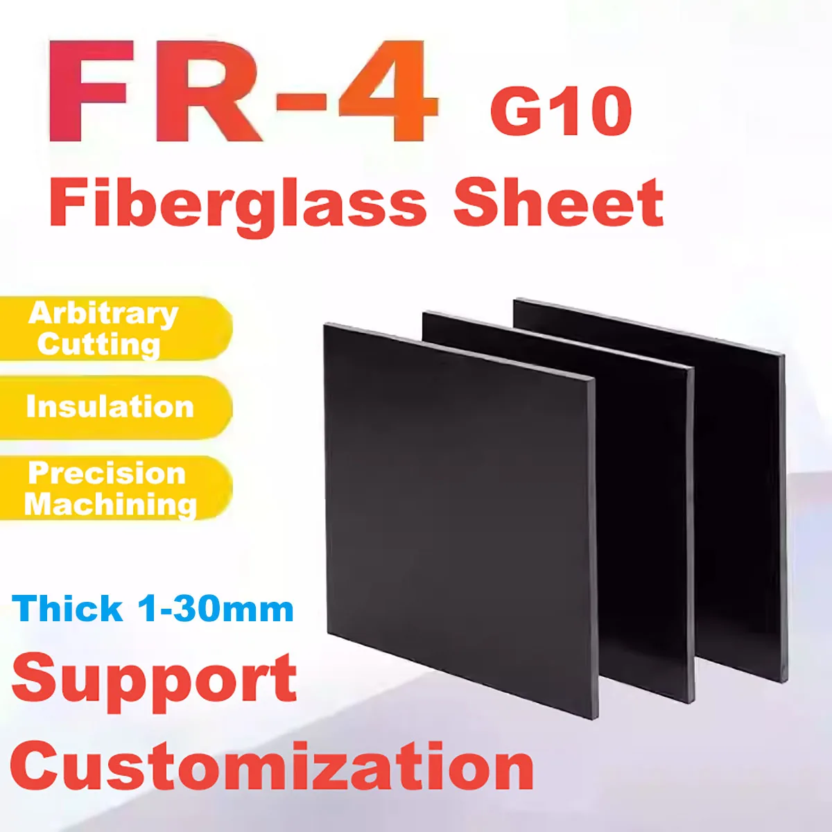 Black FR4 G10 Fiberglass Board Thick 1/1.5/2/3/4/5~30mm Anti-static High Temperature Epoxy Resin Sheet Processing Custom