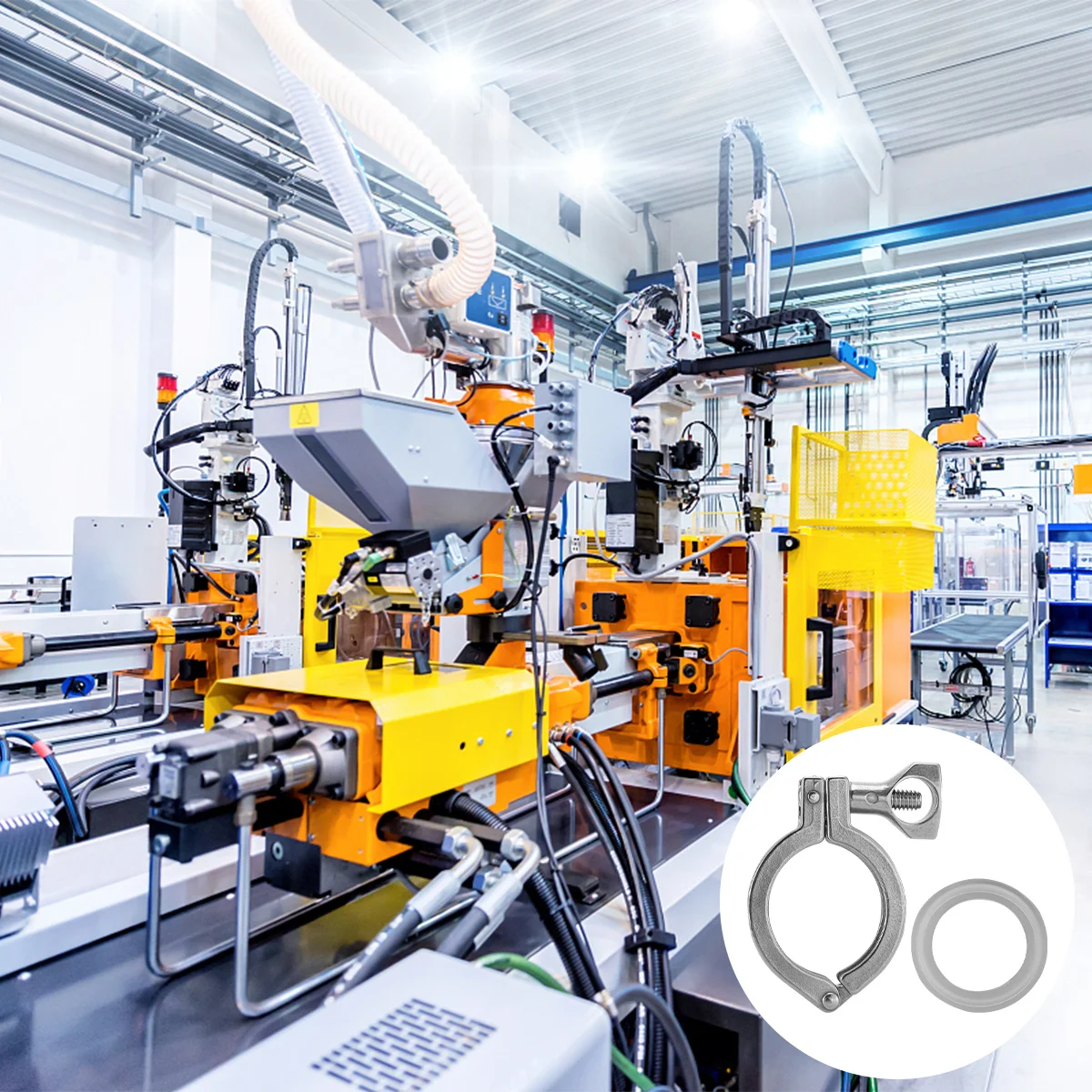 

2Sets 304 Stainless Steel Tri Clamp Single Pin Heavy Duty Clamp Fit for Sanitary Fittings with Silicone Gasket for