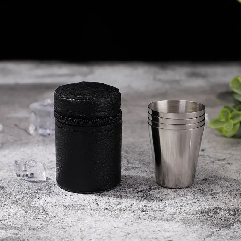 Tainless Steel Shot Glass with Storage Bag 70ml Mini Drinking Wine Glasses Portable Drinking Tumbler for Bar