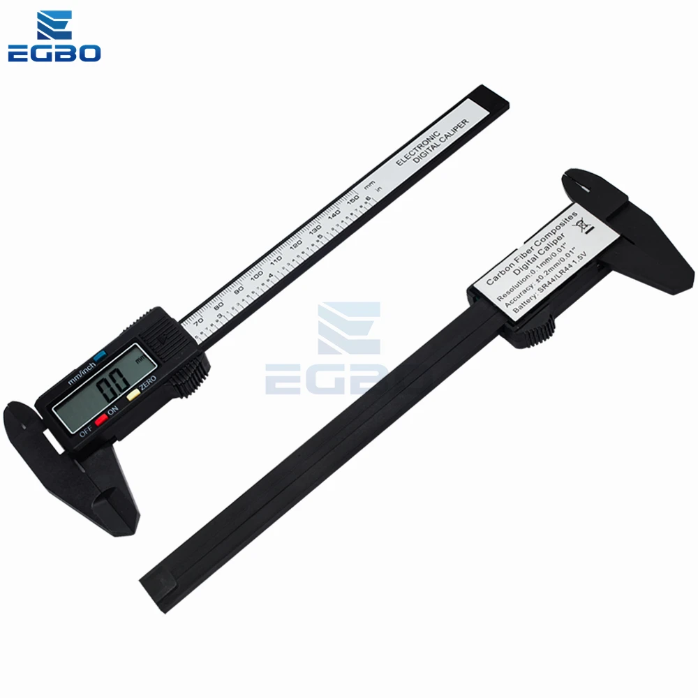 Egbo มาใหม่ล่าสุด150มม. 6นิ้วอิเล็กทรอนิกส์ดิจิตอล LCD เครื่องมือวัดไมโครมิเตอร์เวอร์เนียคาลิปเปอร์คาร์บอนไฟเบอร์