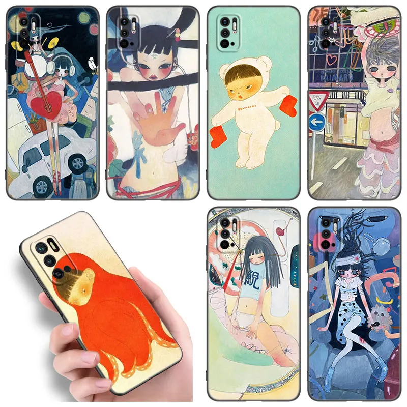 Aya Takano Phone Case For Xiaomi Redmi Note 11E 11T 5 6 7 8 9 10 11 Pro 11S 4G 10T 5G 9S 10S 8T Soft TPU Black Cover