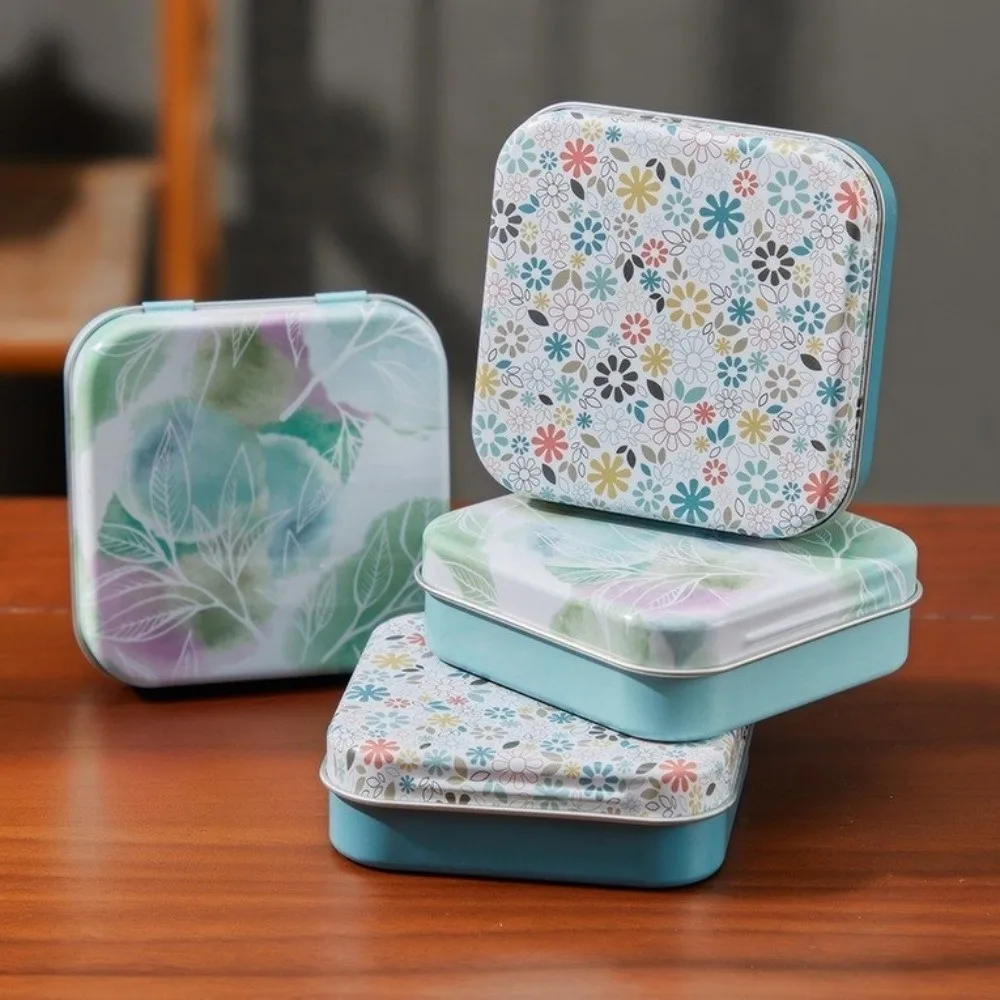 Portable Eco-Friendly Candy Storage Box Square Shape Metal Material Mini Sealed Jars Durable Flip Storage Box for Candy Storage