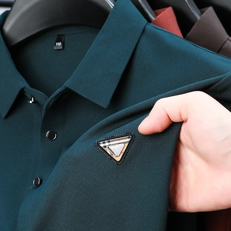 Luxury Brand Men's Polo Shirt Lapel B Letter Printing Long Sleeved Korean Fashion Casual 2024 Spring Men's Clothing