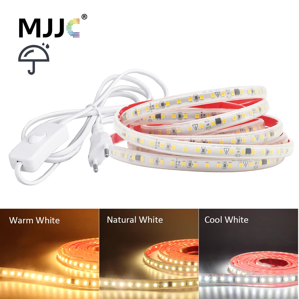 AC 220V SMD2835 IP68 Waterproof LED Strip Light 230V 240V 1M 5M 10M 20M 120leds/m Flexible Ribbon Outdoor Lighting Decoration