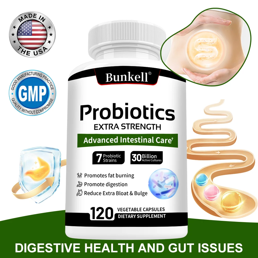 Extra Strength Probiotic Supplement, Advanced Gut Care, Healthy Digestion, Gut, Immune, 7 Strains&30 Billion Live Cultures Blend