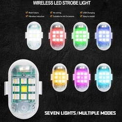 Wireless LED Warning Lamp 7 Colors Auto Bicycle Flashing Anti-collision Remote Control Strobe Lights for Car Motorcycle