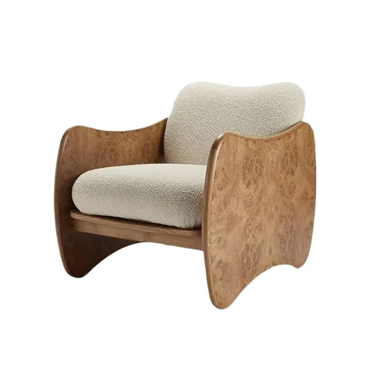 

Lamb wool leisure chair wabi-sabi wind niche senior living room lazy chair