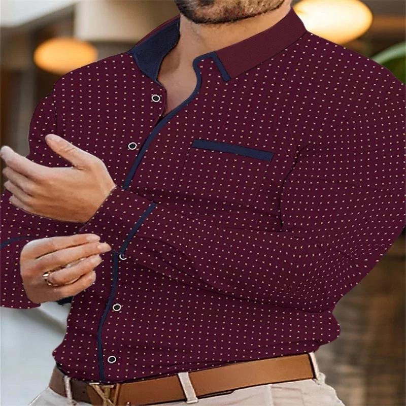 Men's business collared shirt, casual outdoor office shirt, soft and comfortable street shirt, high-quality men's top