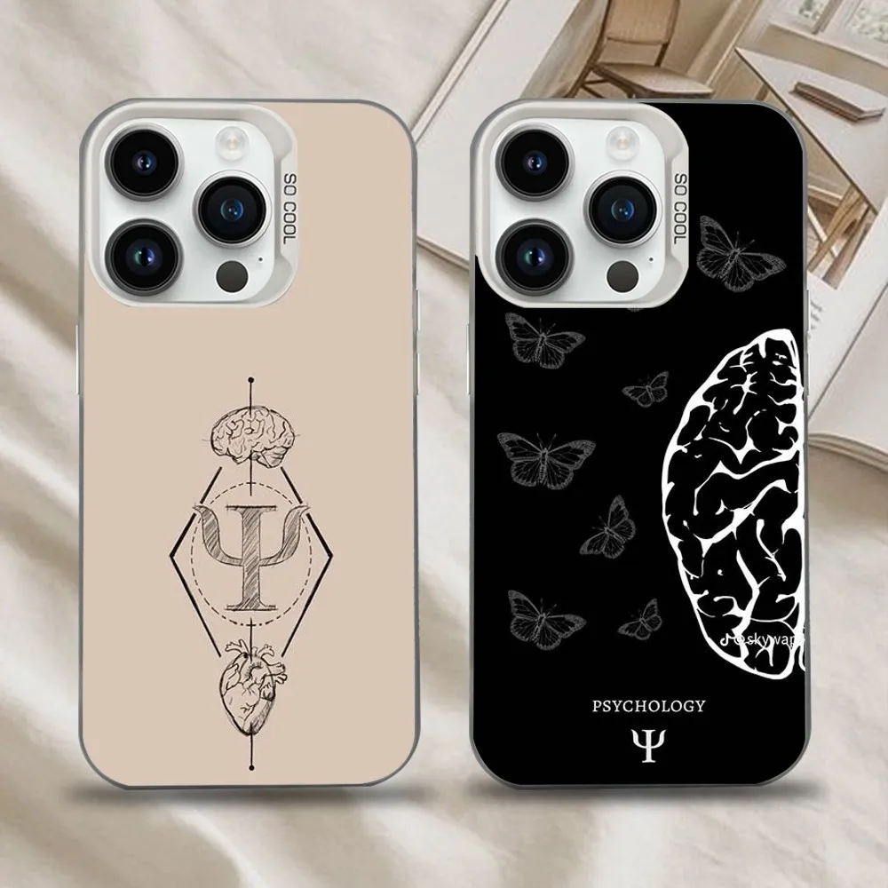 

Psychologist Profession Psychology Logo Phone Case For iPhone 16,15,14,13,12,11,Mini,Pro,SE,MAX White Matte Shockproof Cover