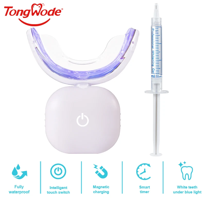 Wireless Teeth Whitening LED Light With Gel Pen Home Use Portable Tooth Whitening Light Blue Red Mini Light Brighten Teeth