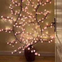 1PC DIY 48/72LED Cherry Blossom Tree Lights USB Powered Dimmable LED Artificial Flower Branch Lamp for Bedroom Wedding Party 5