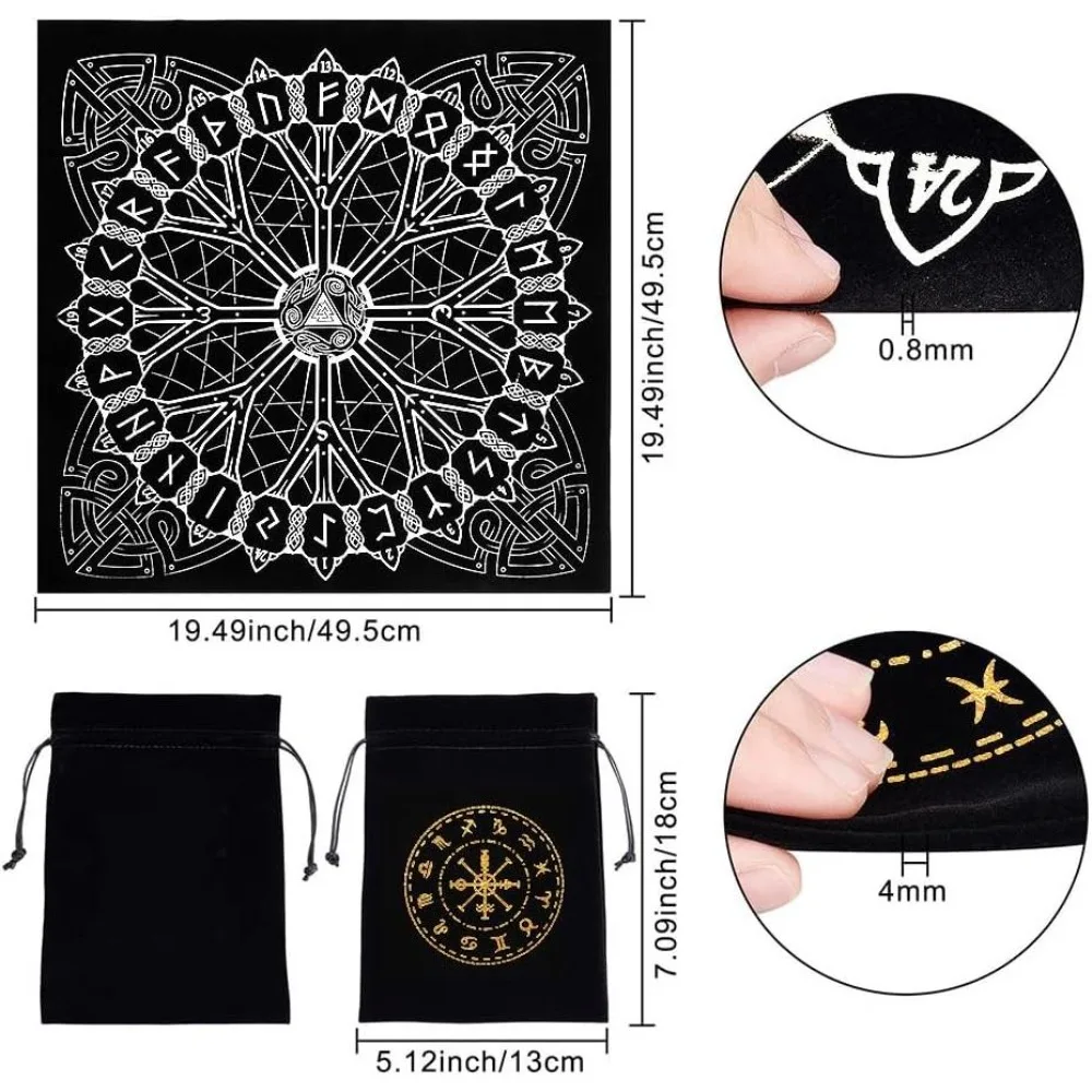 Cloth Celestial Constellation Tarot Deck Spiritual Tapestry Tablecloth Sacred Cloth Astrology with Tarot Card Bag for Divination