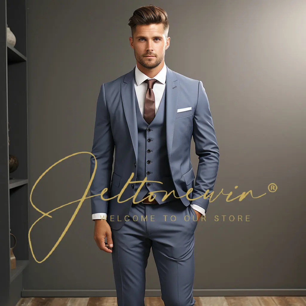 

Suit Coat Pants Vest 3 Pcs Set / 2024 Fashion Men's Casual Boutique Business Wedding Groom Dress Blazers Jacket Trousers