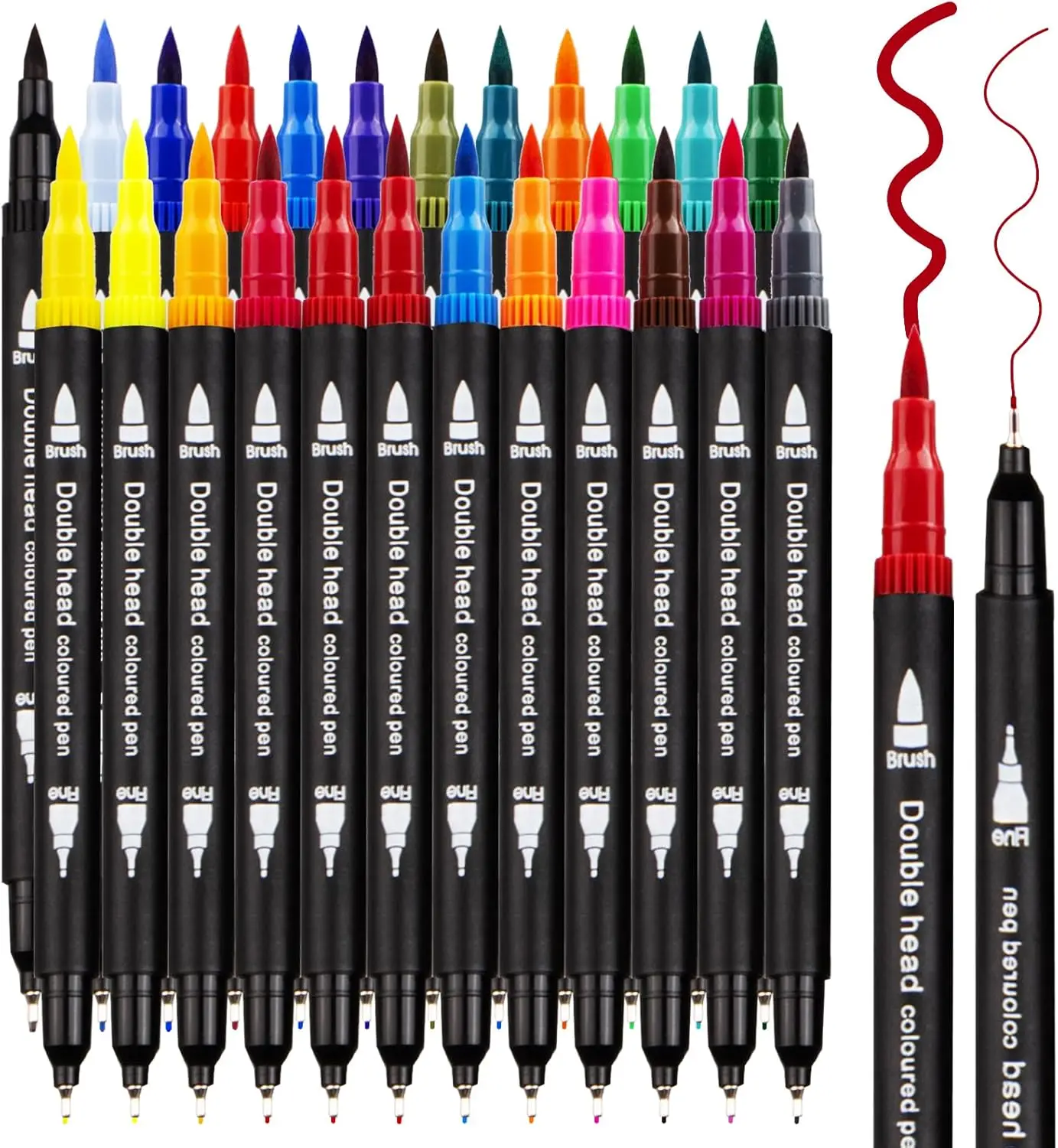 

Tommax Art Markers Double Tip Brush Pens, 24Pcs Fine and Brush Pen Markers Set for Adults Artists Painting, Coloring, Sketching