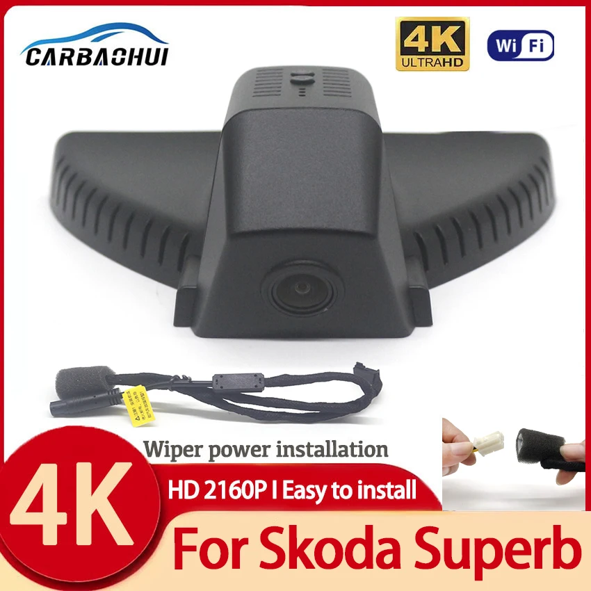 

For Skoda Superb 2016~2019 Front and Rear 4K Dash Cam for Car Camera Recorder Dashcam WIFI Car Dvr Recording Devices Accessories