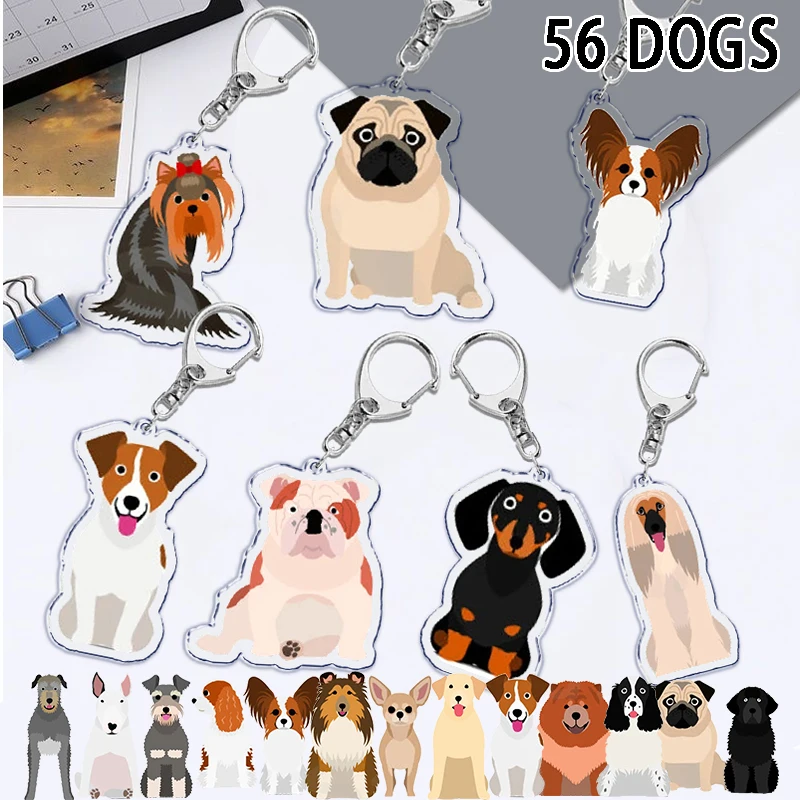 Dog Beagle Bulldog Papillon Dachshund Key Chain Keychains Ring for Accessories Bag Pendant Keyring Jewelry Pet Souvenir Pet Gift