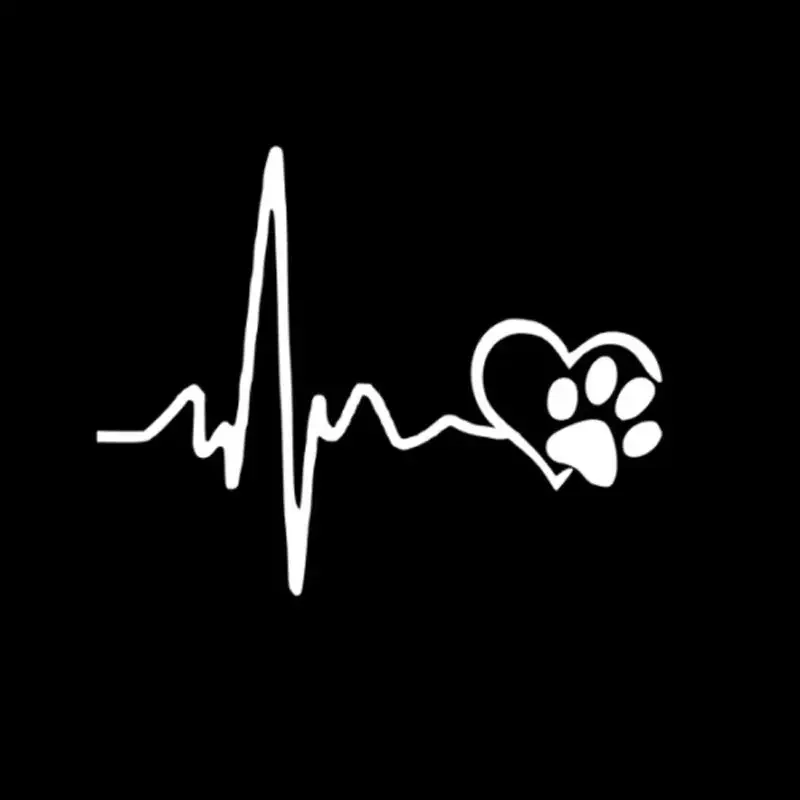 Car Sticker New Heartbeat Cute Dog Footprints Creative Funny Accessories Waterproof Vinyl Decals,13cm*10cm