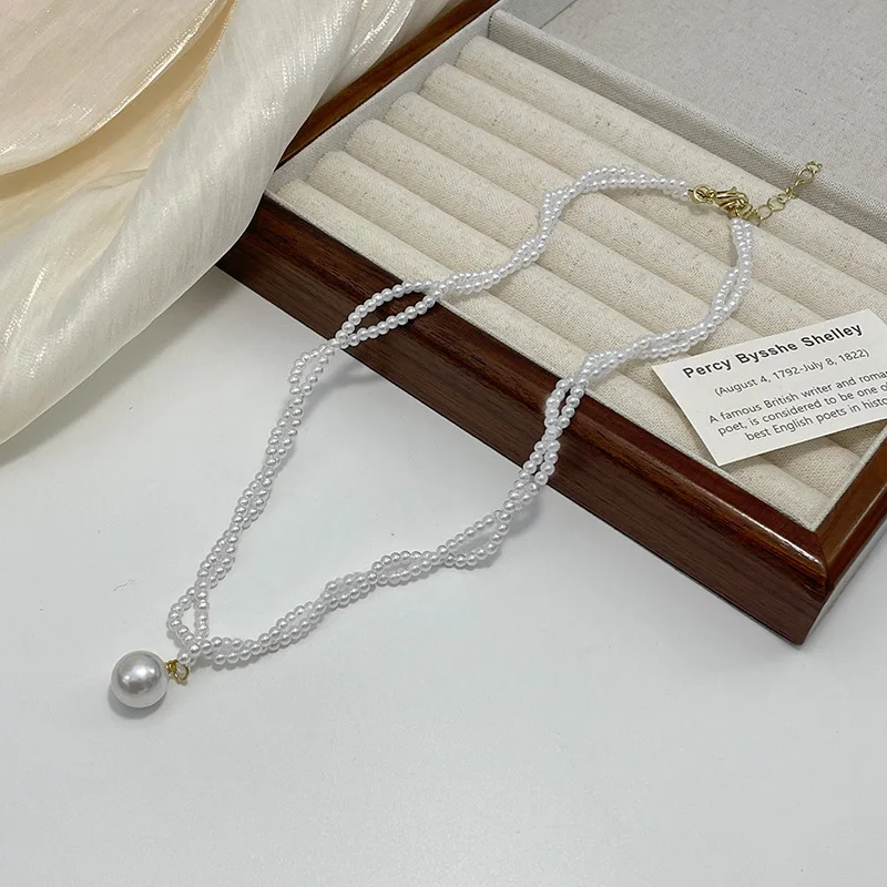Pearl Necklaces Layers Choker For Women Simple Beads Pendant Bridal Collars Chains Personality Lady Wedding Neck Jewelry Gifts