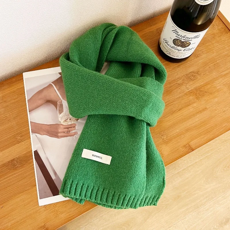 Bufanda de nuevo estilo para hombres y mujeres, color puro, fácil de combinar, bufanda de punto cálida para el invierno