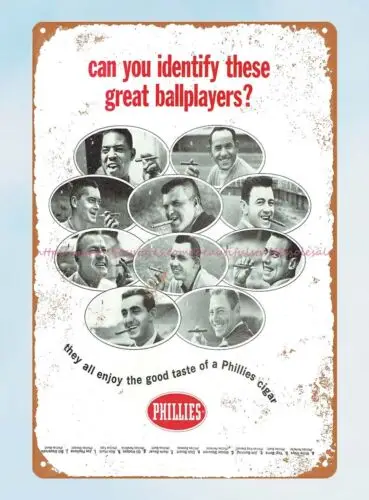 1964  Baseball Players Yogi Berra Willie Mays ads tin sign