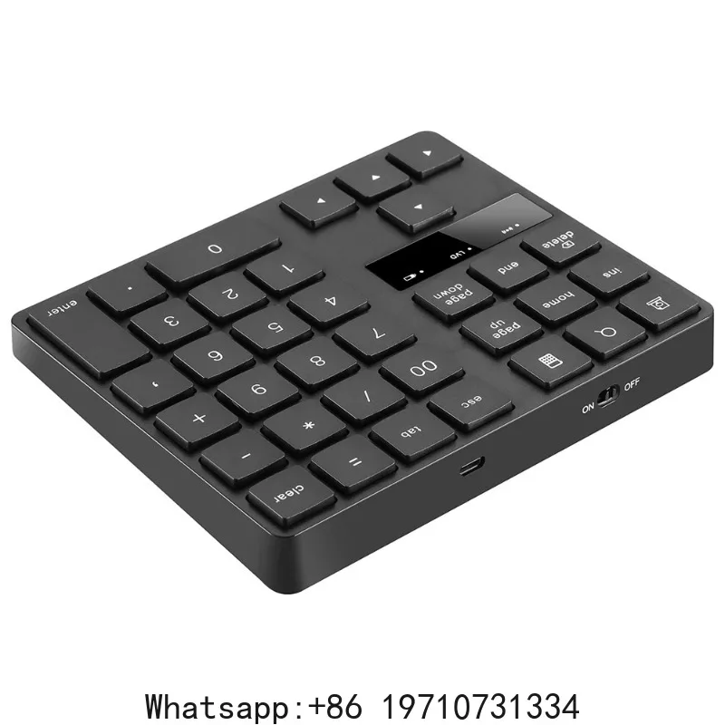 Teclado numérico inalámbrico de 2,4G, teclado portátil de 35 teclas para contabilidad financiera, teclado de oficina con batería recargable integrada, teclado negro