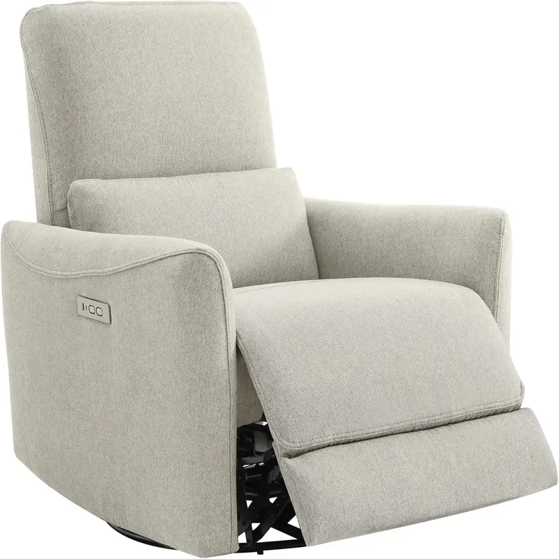 

Swivel Glider Power Recliner Chair with Lumbar Support, FSC Certified Fabric, Dove Grey, Ideal for Living Room and Nursery