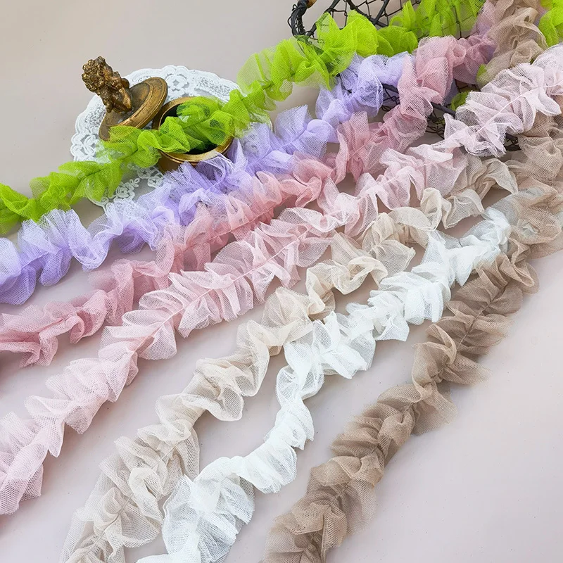 8 Kinds Of Cartoon Color Center Pleated Ruffle Lace Ribbon DIY Hat Storage Basket Crafts Border Clothing Skirt Sewing Decoration