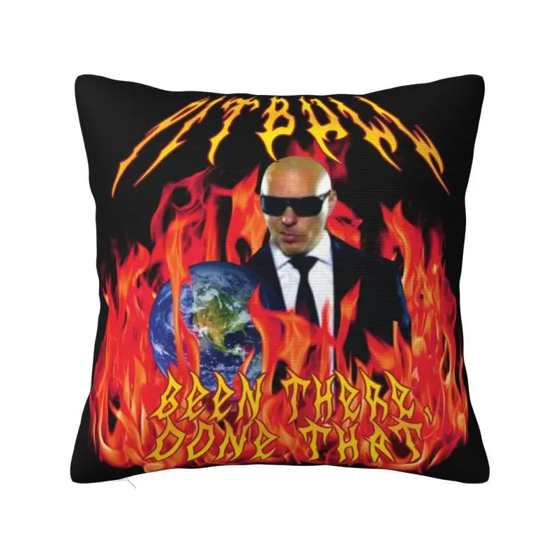 

Custom Luxury Heavy Metal Bulldog With Flames Mr. Worldwide Cushion Cover Soft Colorful Pillow Case Living Room Decoration