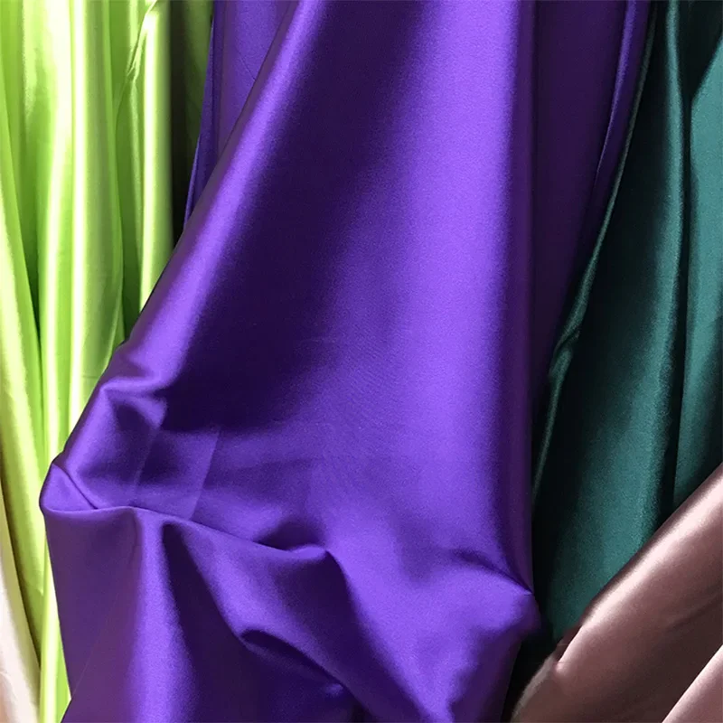 Micro-stretch Satin Fabric Glossy By The Meter for Wedding Dresses Clothing Cheongsam Shirts Sewing Drape Soft Cloth Plain Diy