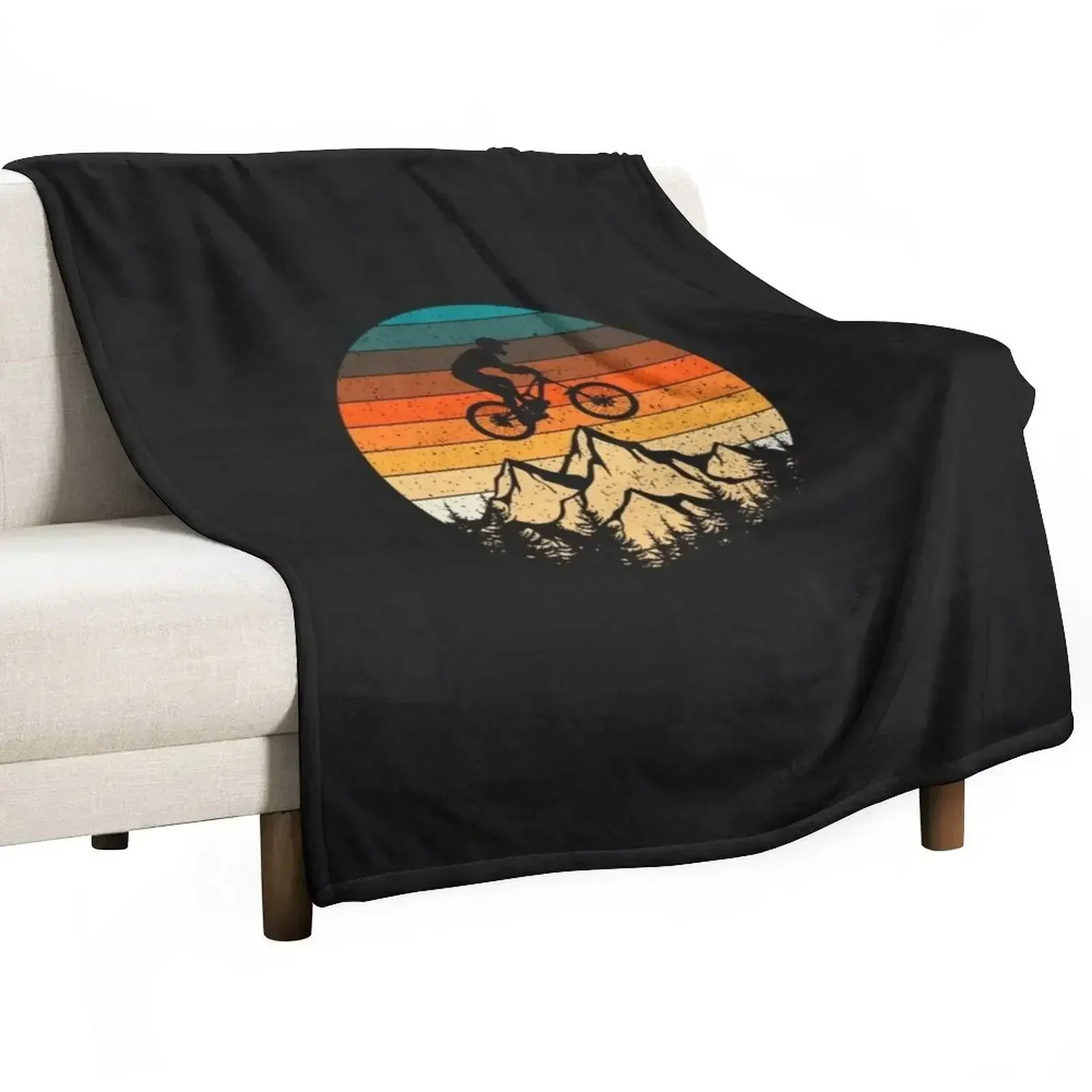 Mountainbike Downhill Retro Vintage Gift Throw Blanket Heavy Winter beds For Baby Blankets